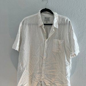 Lucky Brand Linen Blend Short Sleeve Button Down- White, Size XXL